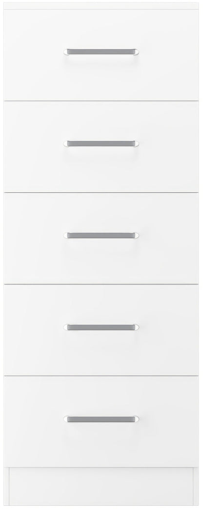 Dakota 5 Drawer Narrow Chest - White