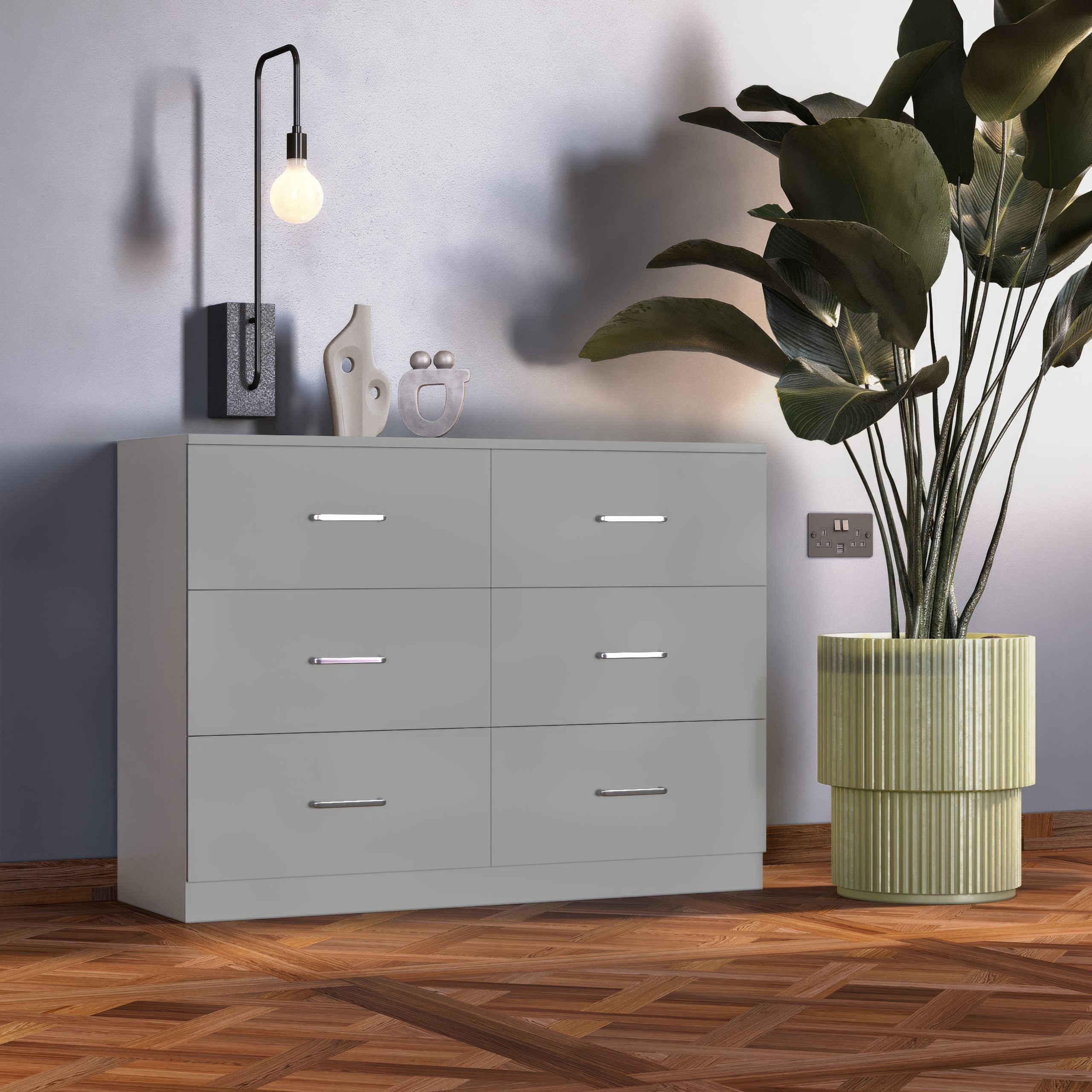 Dakota 6 Drawer Chest - Light Grey