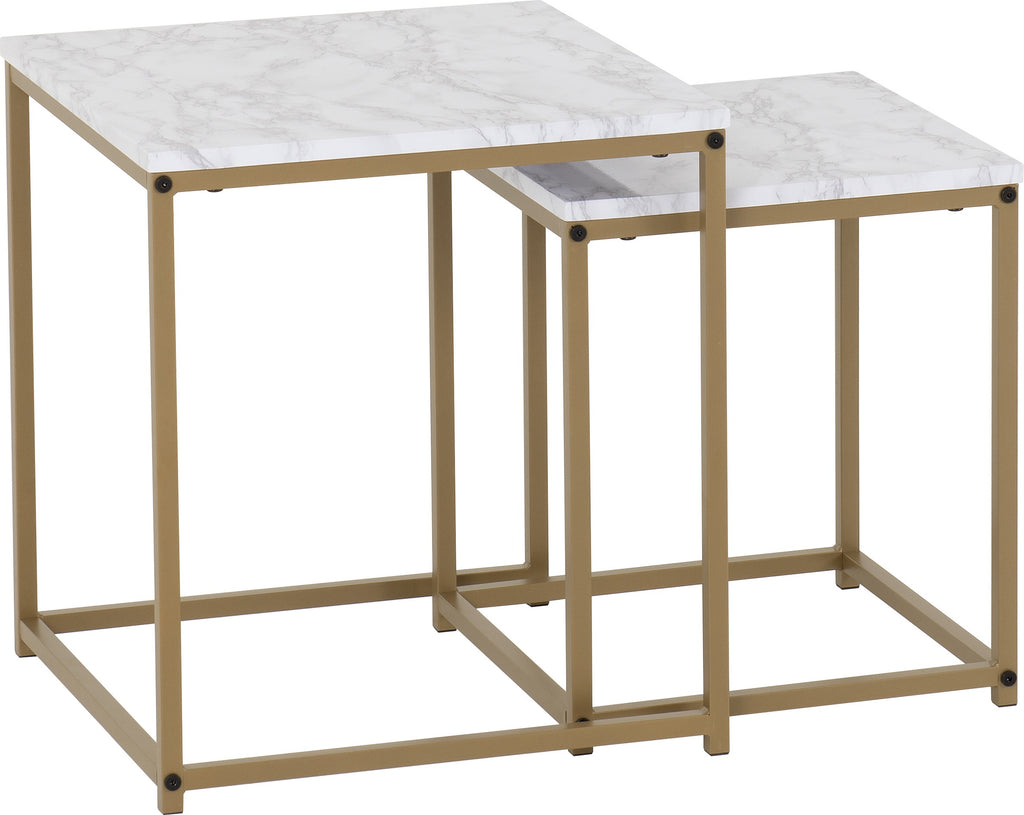 Dallas Nest Of 2 Tables - Marble/Gold Effect