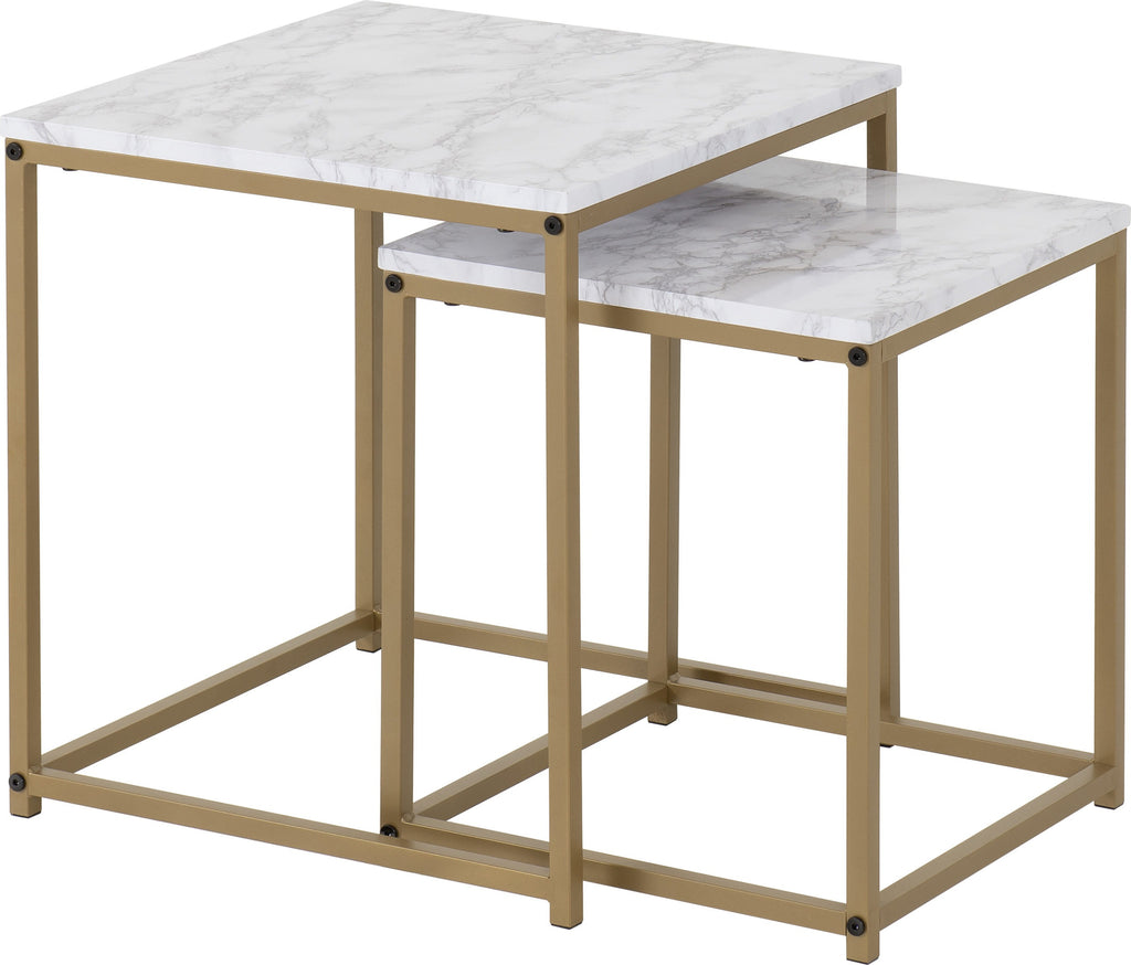 Dallas Nest Of 2 Tables - Marble/Gold Effect