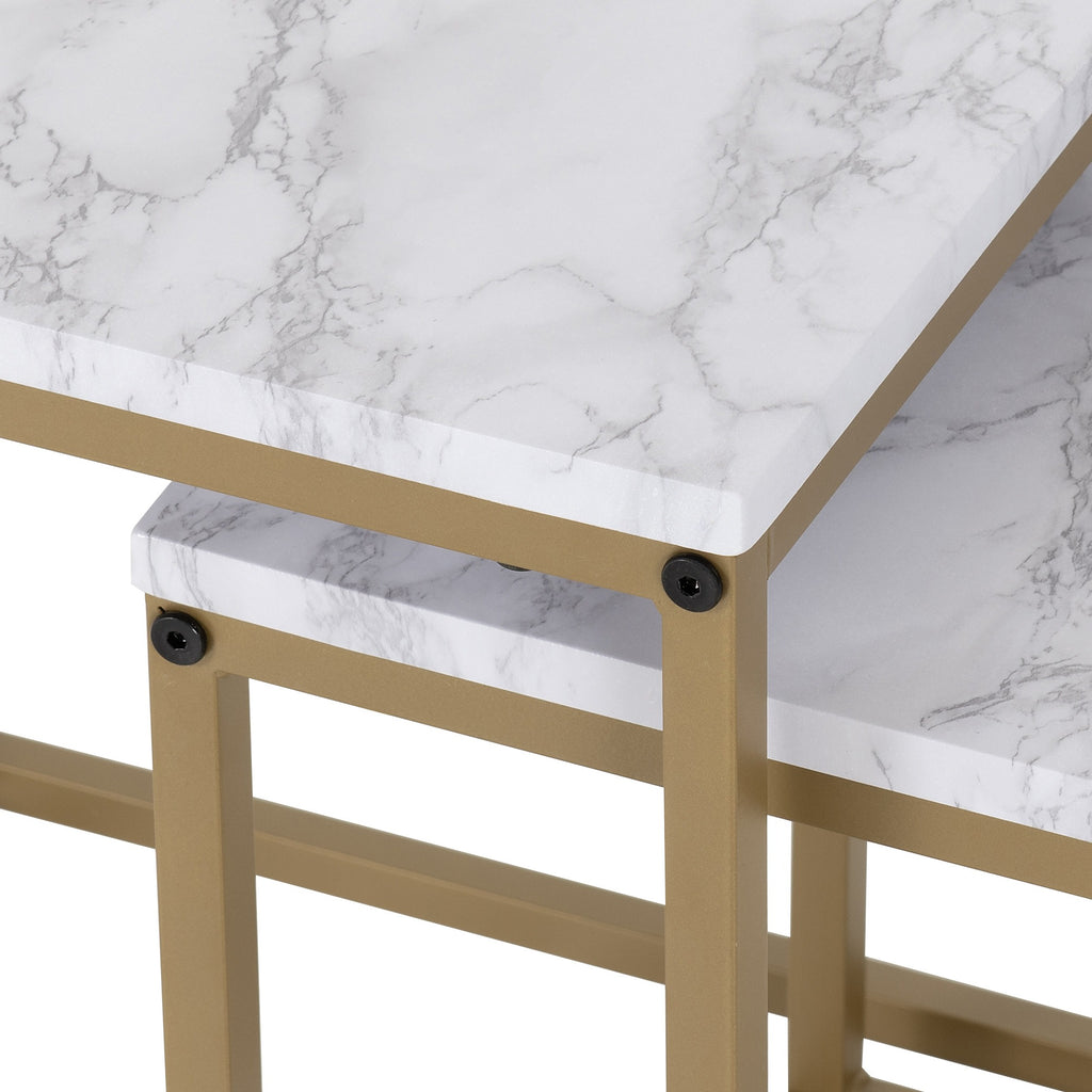 Dallas Nest Of 2 Tables - Marble/Gold Effect