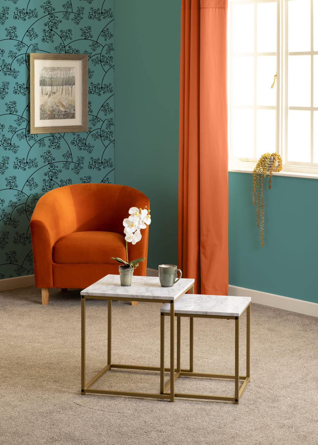 Dallas Nest Of 2 Tables - Marble/Gold Effect