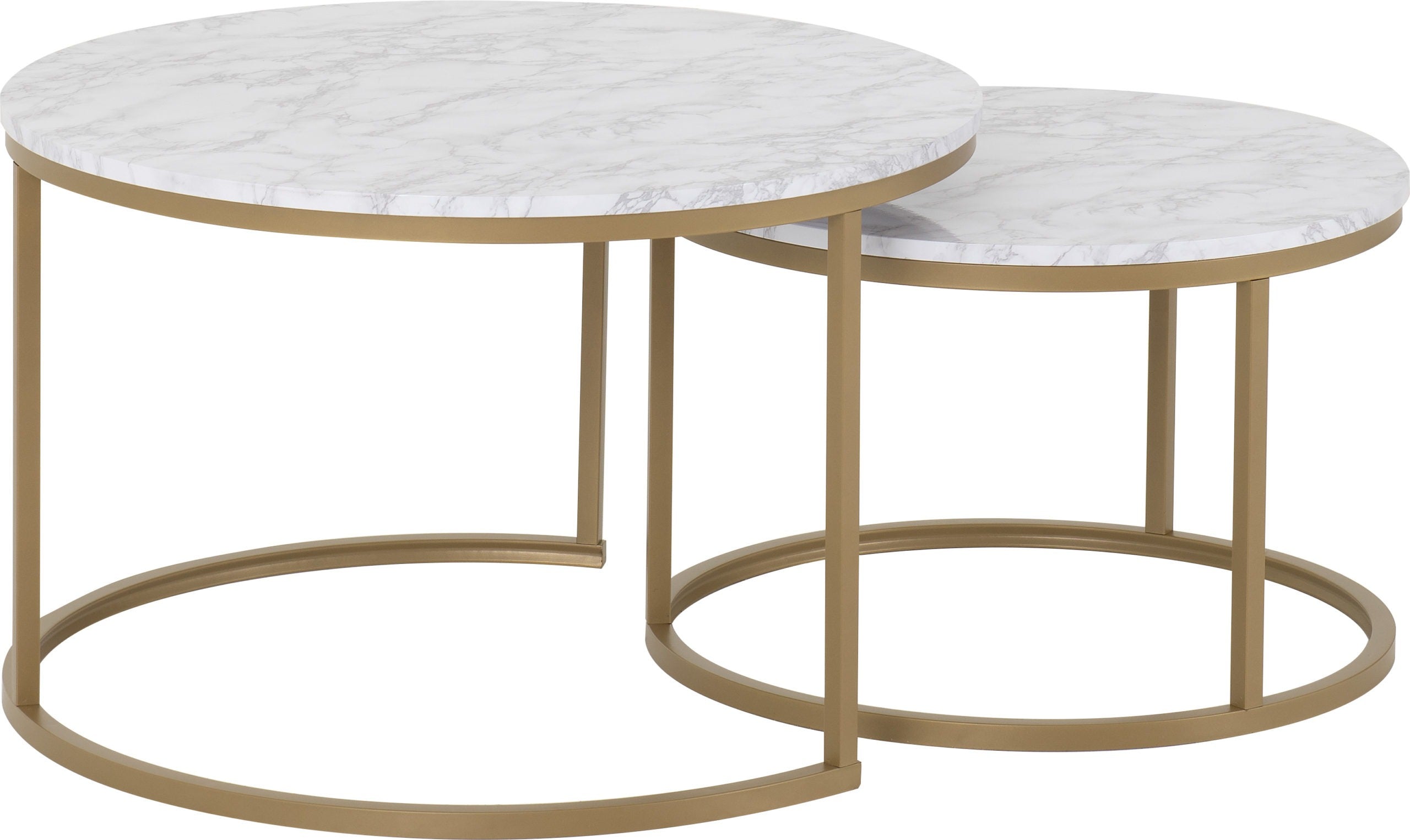 Dallas Round Coffee Table Set - Marble/Gold Effect