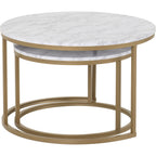 Dallas Round Coffee Table Set - Marble/Gold Effect