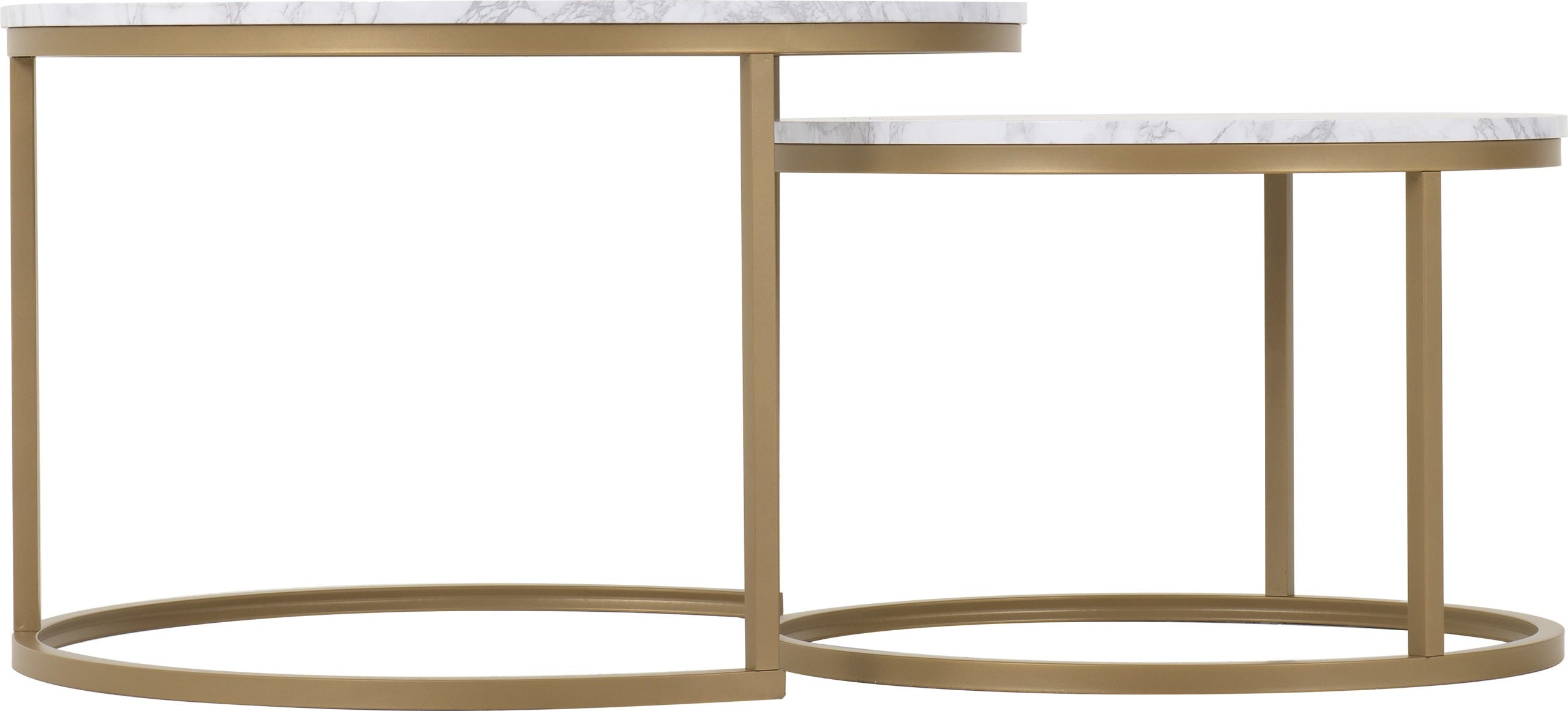 Dallas Round Coffee Table Set - Marble/Gold Effect