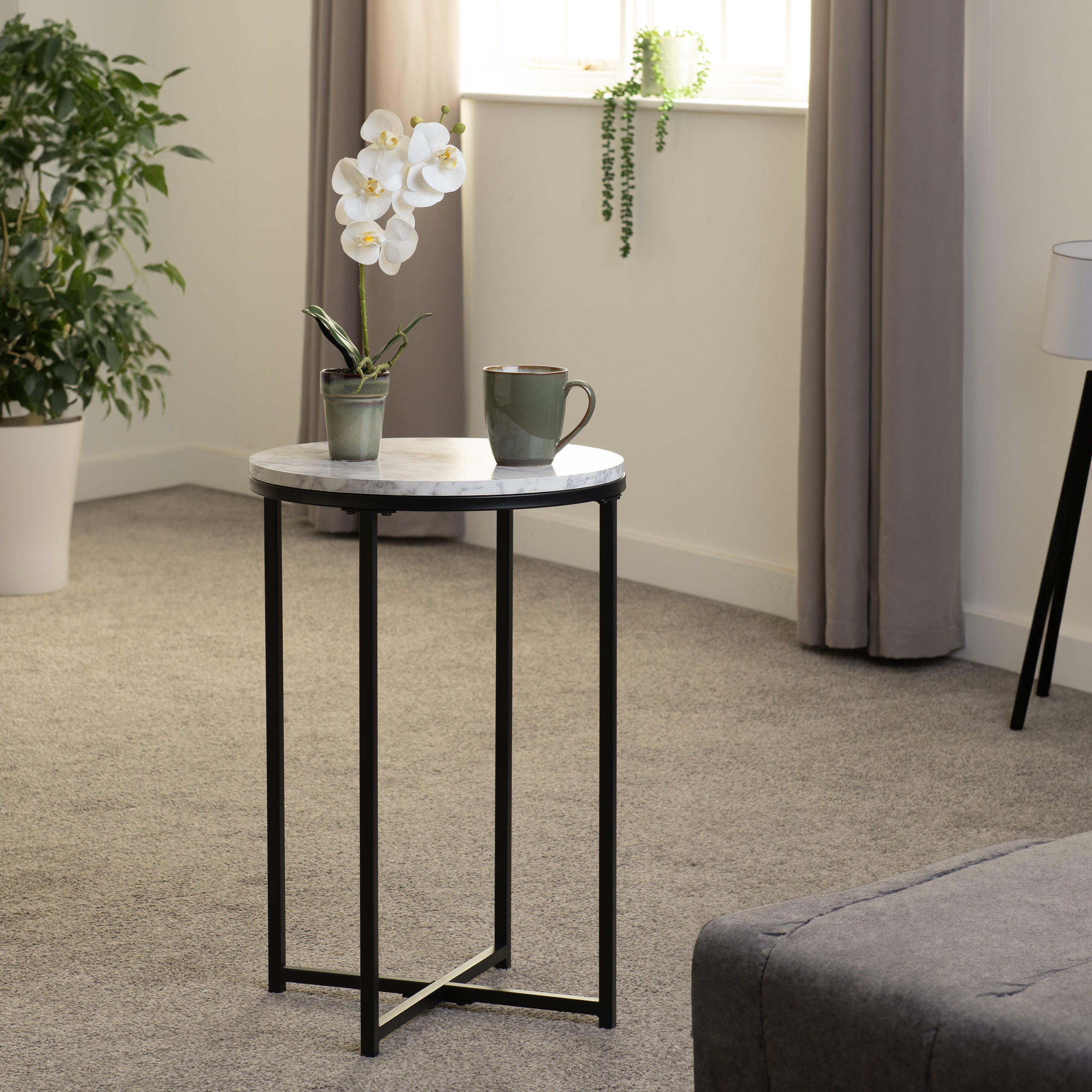 Dallas Side Table - Marble/Black