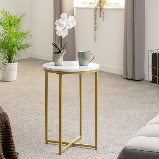 Dallas Side Table - Marble/Gold Effect