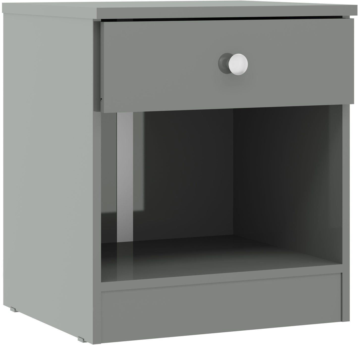 Denver 1 Drawer Bedside - Grey Gloss