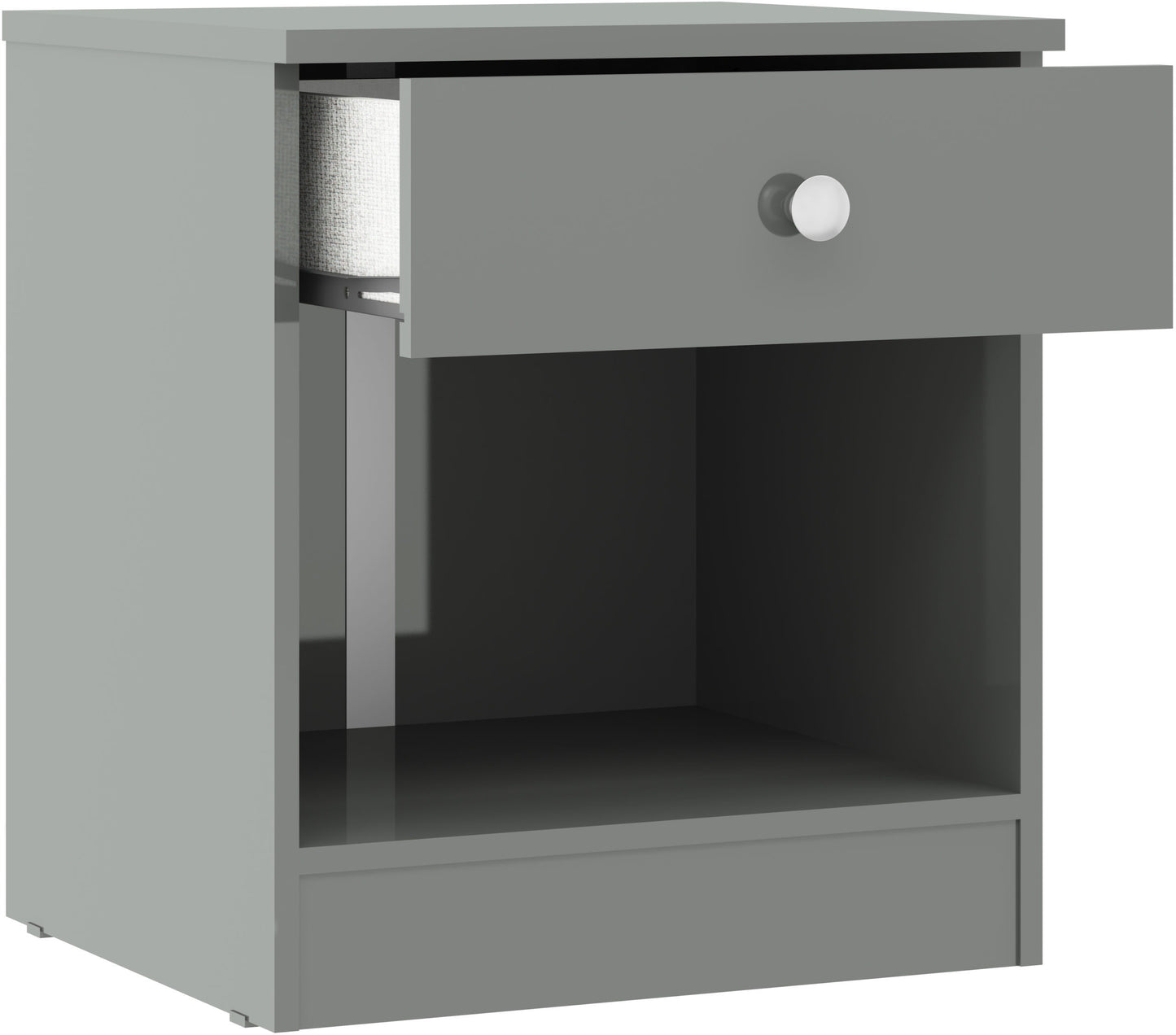Denver 1 Drawer Bedside - Grey Gloss