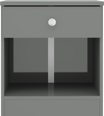 Denver 1 Drawer Bedside - Grey Gloss