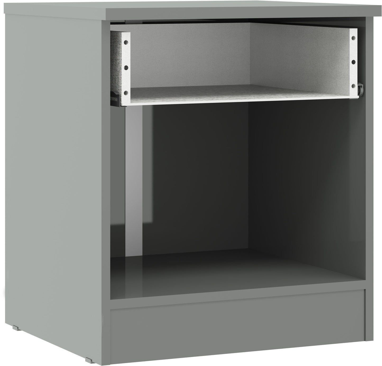 Denver 1 Drawer Bedside - Grey Gloss