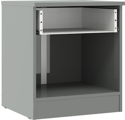 Denver 1 Drawer Bedside - Grey Gloss
