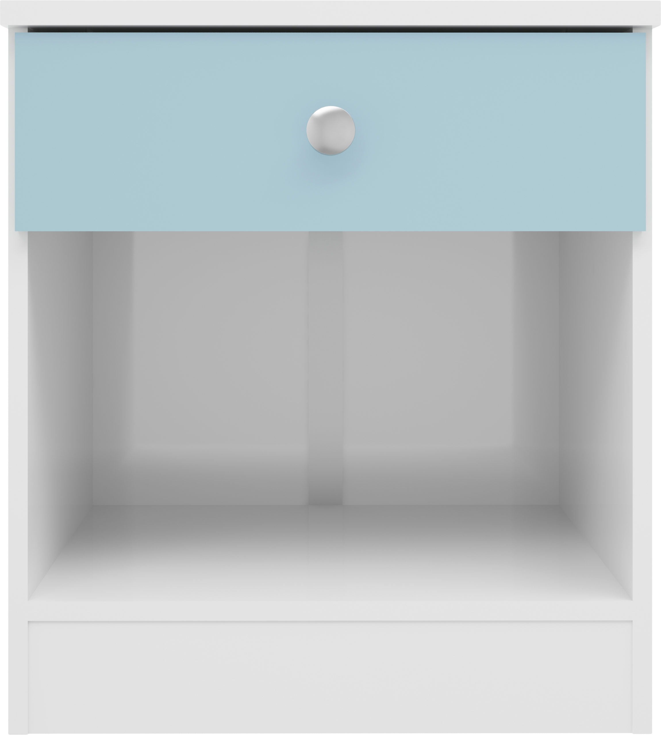 Denver 1 Drawer Bedside - White/Blue Gloss