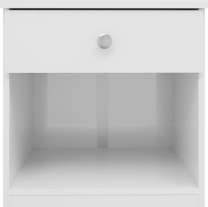 Denver 1 Drawer Bedside - White Gloss