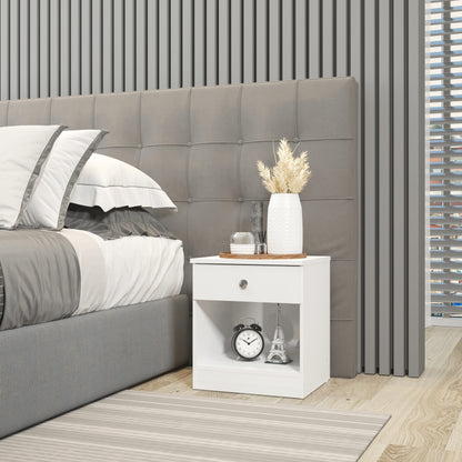 Denver 1 Drawer Bedside - White Gloss