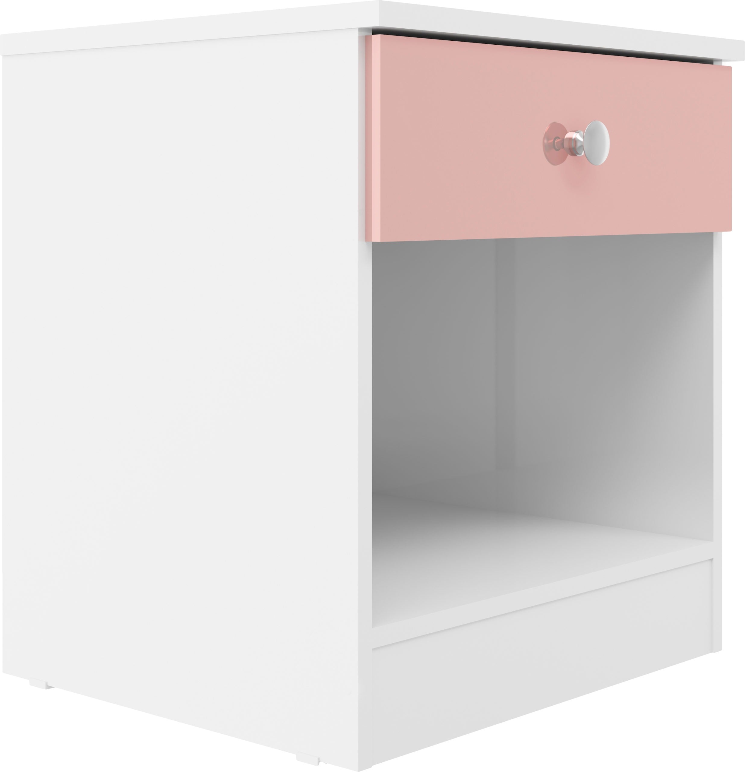 Denver 1 Drawer Bedside - White/Pink Gloss
