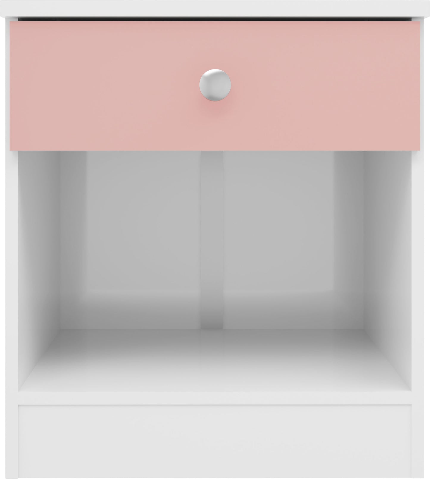 Denver 1 Drawer Bedside - White/Pink Gloss