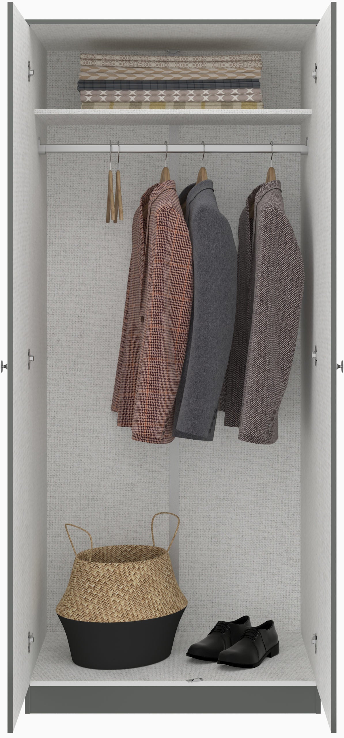 Denver 2 Door Wardrobe - Grey Gloss