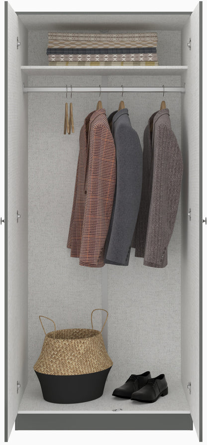 Denver 2 Door Wardrobe - Grey Gloss