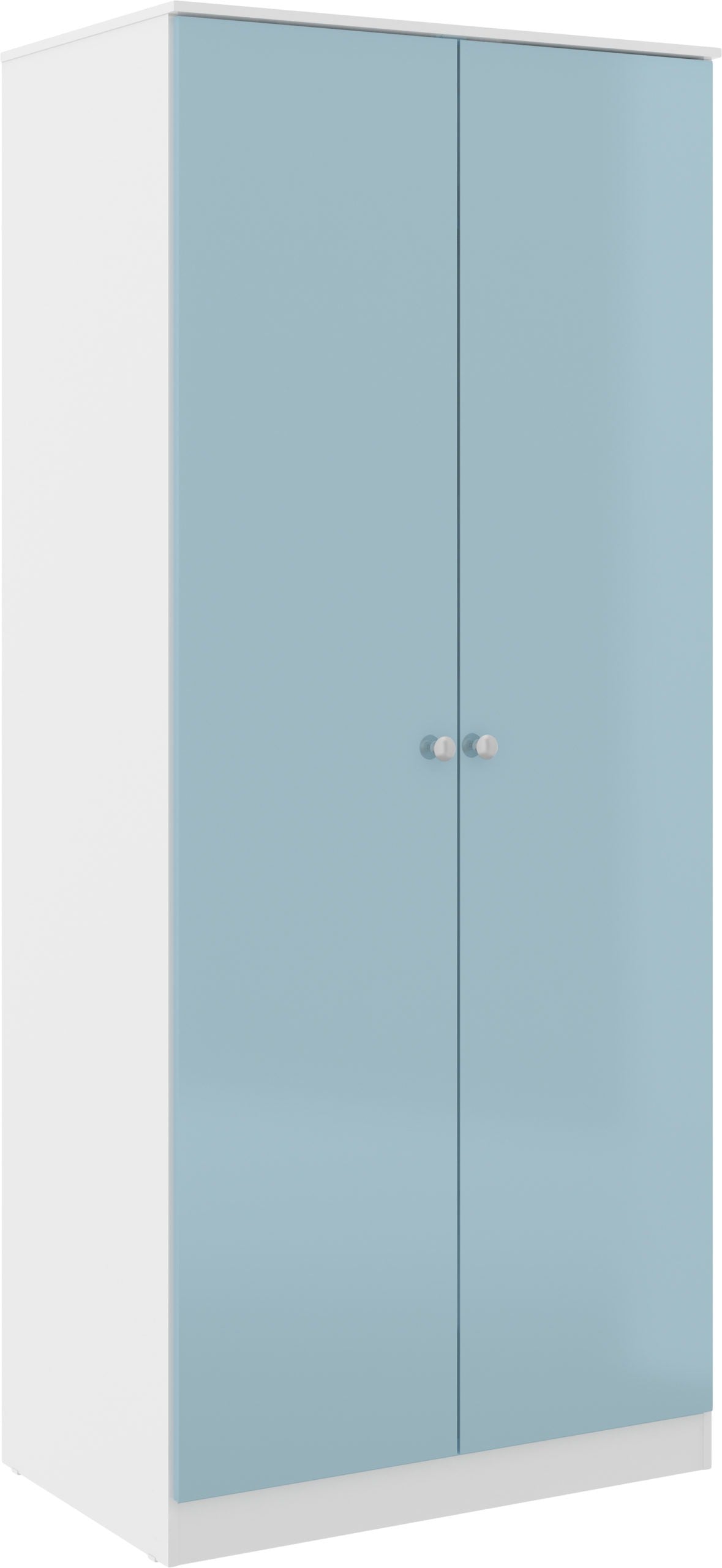 Denver 2 Door Wardrobe - White/Blue Gloss