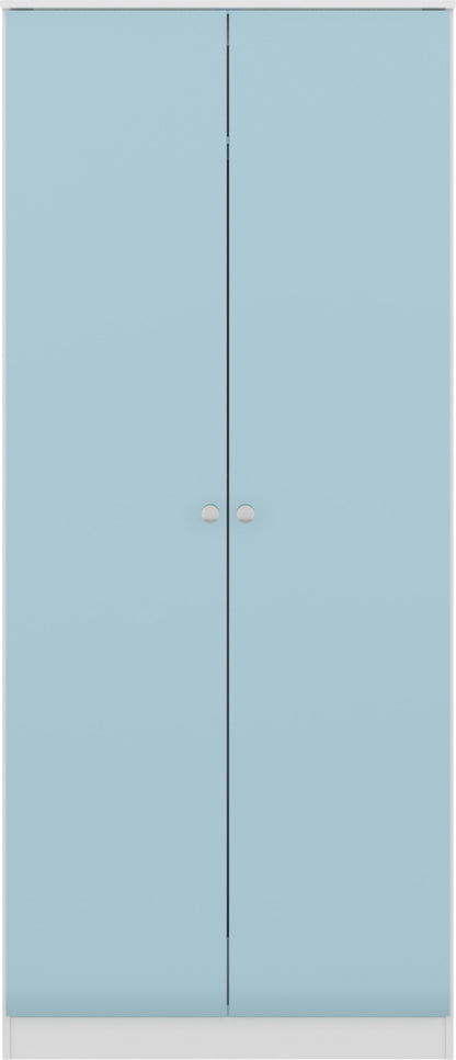 Denver 2 Door Wardrobe - White/Blue Gloss