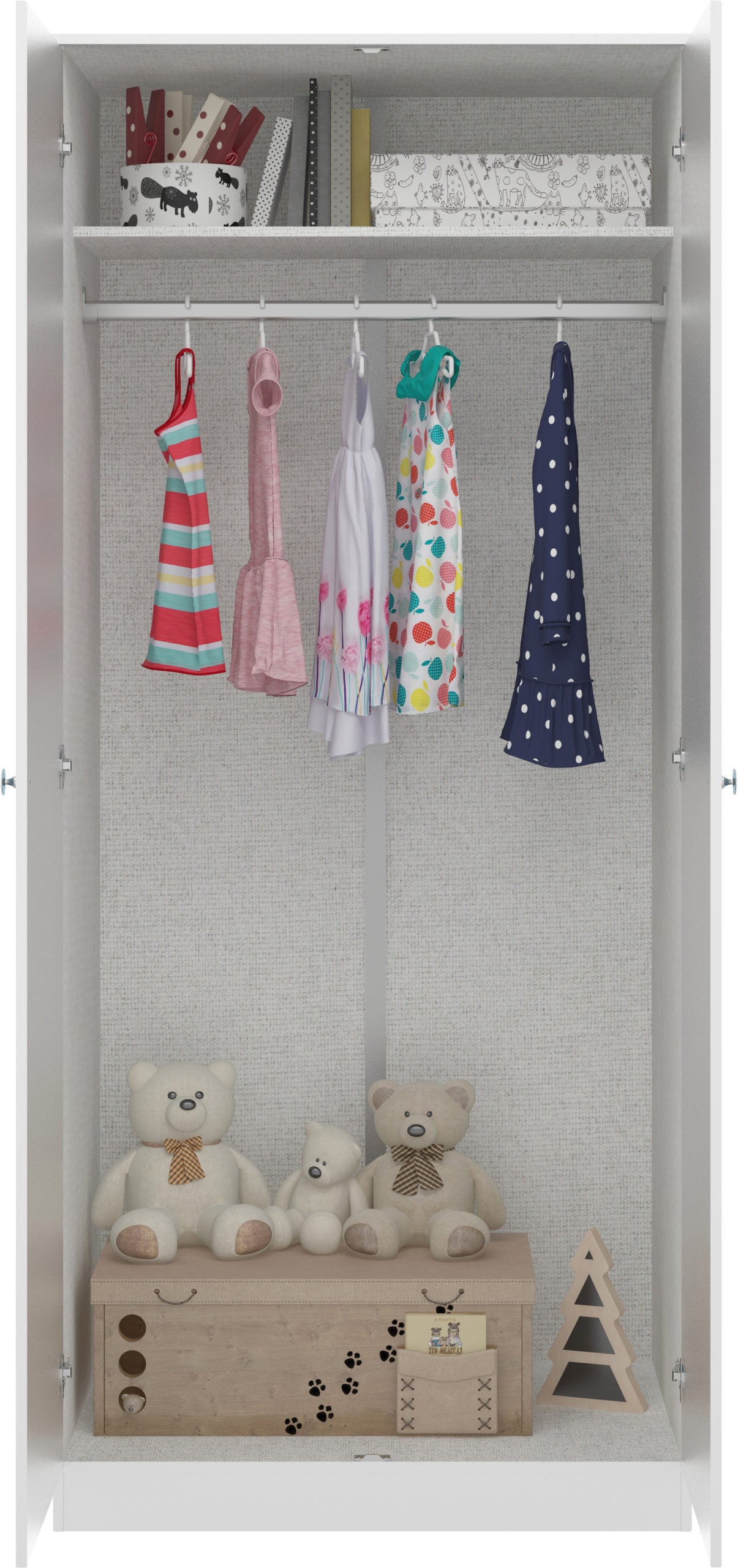 Denver 2 Door Wardrobe - White/Blue Gloss