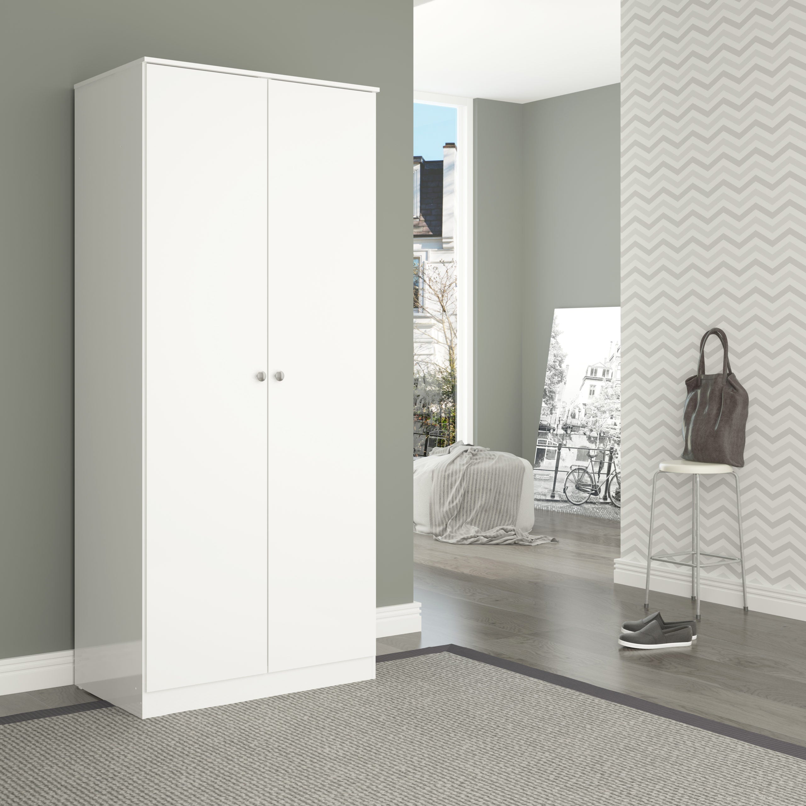 Denver 2 Door Wardrobe - White Gloss