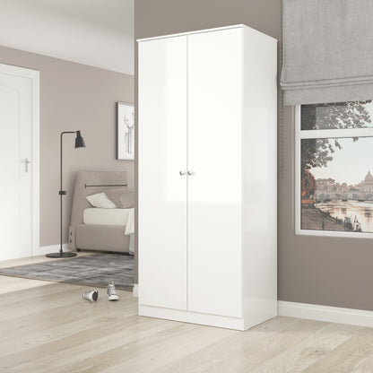 Denver 2 Door Wardrobe - White Gloss