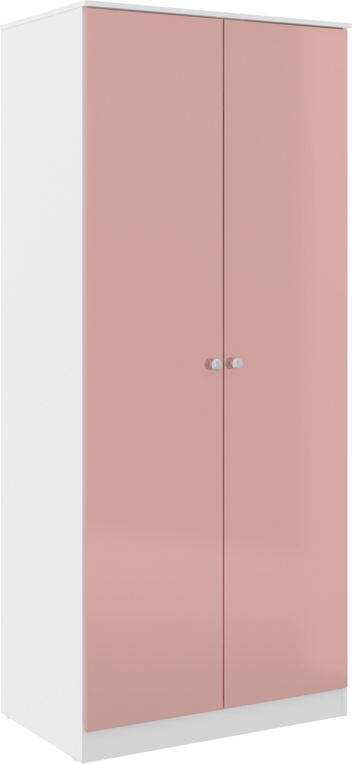 Denver 2 Door Wardrobe - White/Pink Gloss