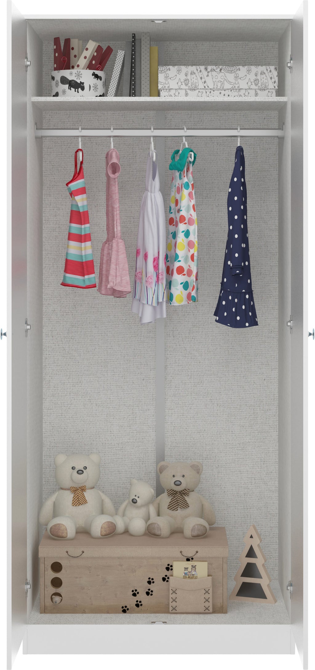 Denver 2 Door Wardrobe - White/Pink Gloss