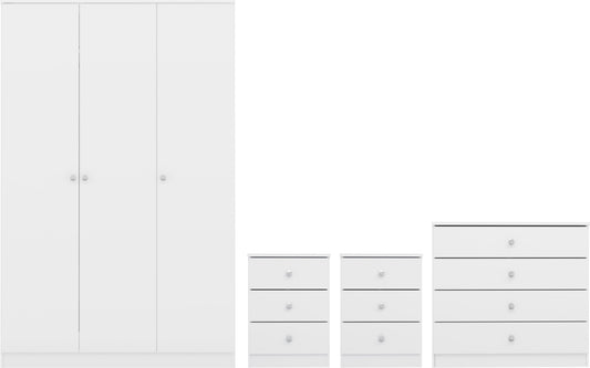 Denver 3 Door Wardrobe Bedroom Set - White Gloss