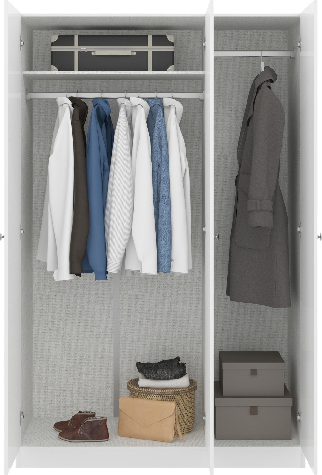 Denver 3 Door Wardrobe - White Gloss