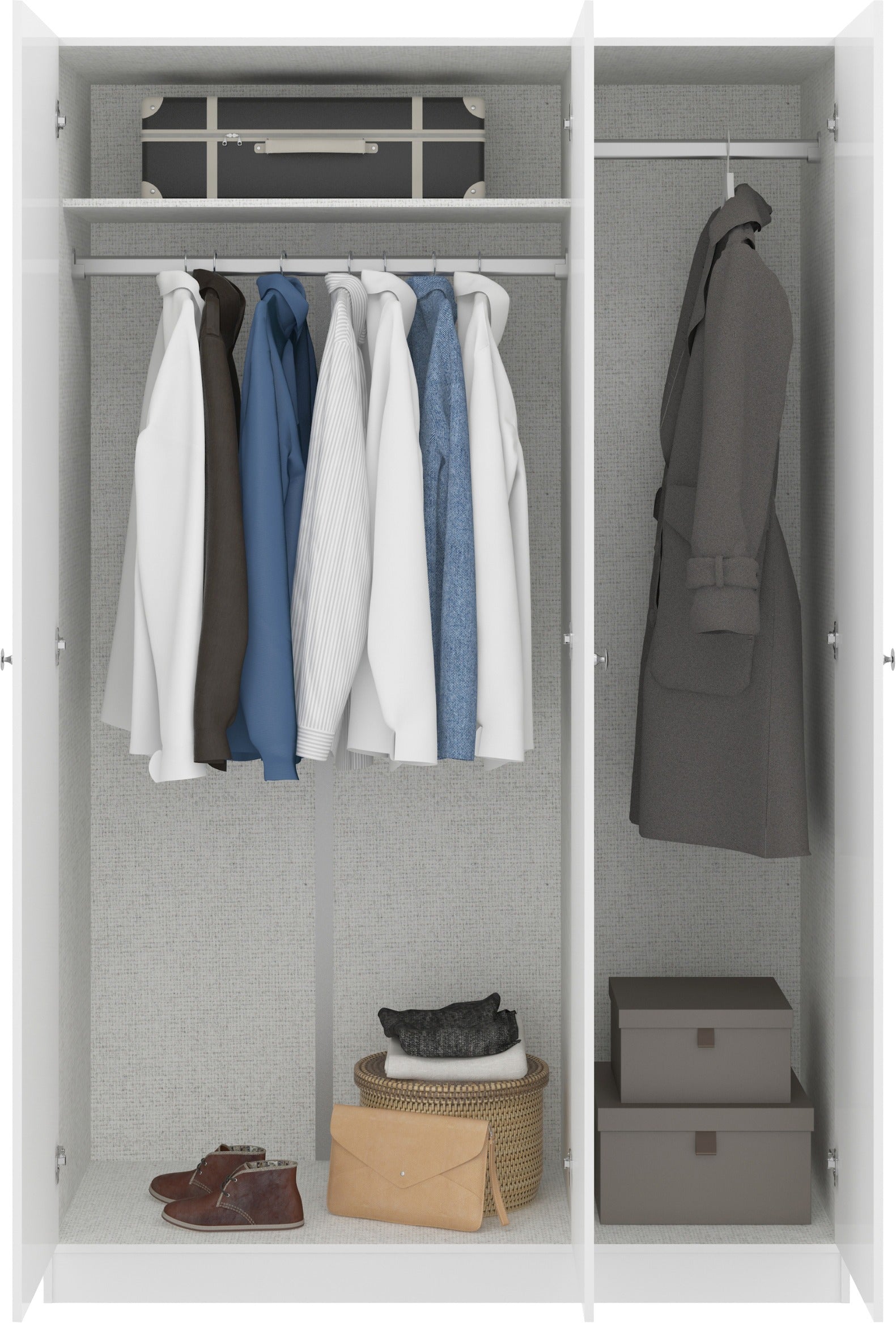 Denver 3 Door Wardrobe - White Gloss