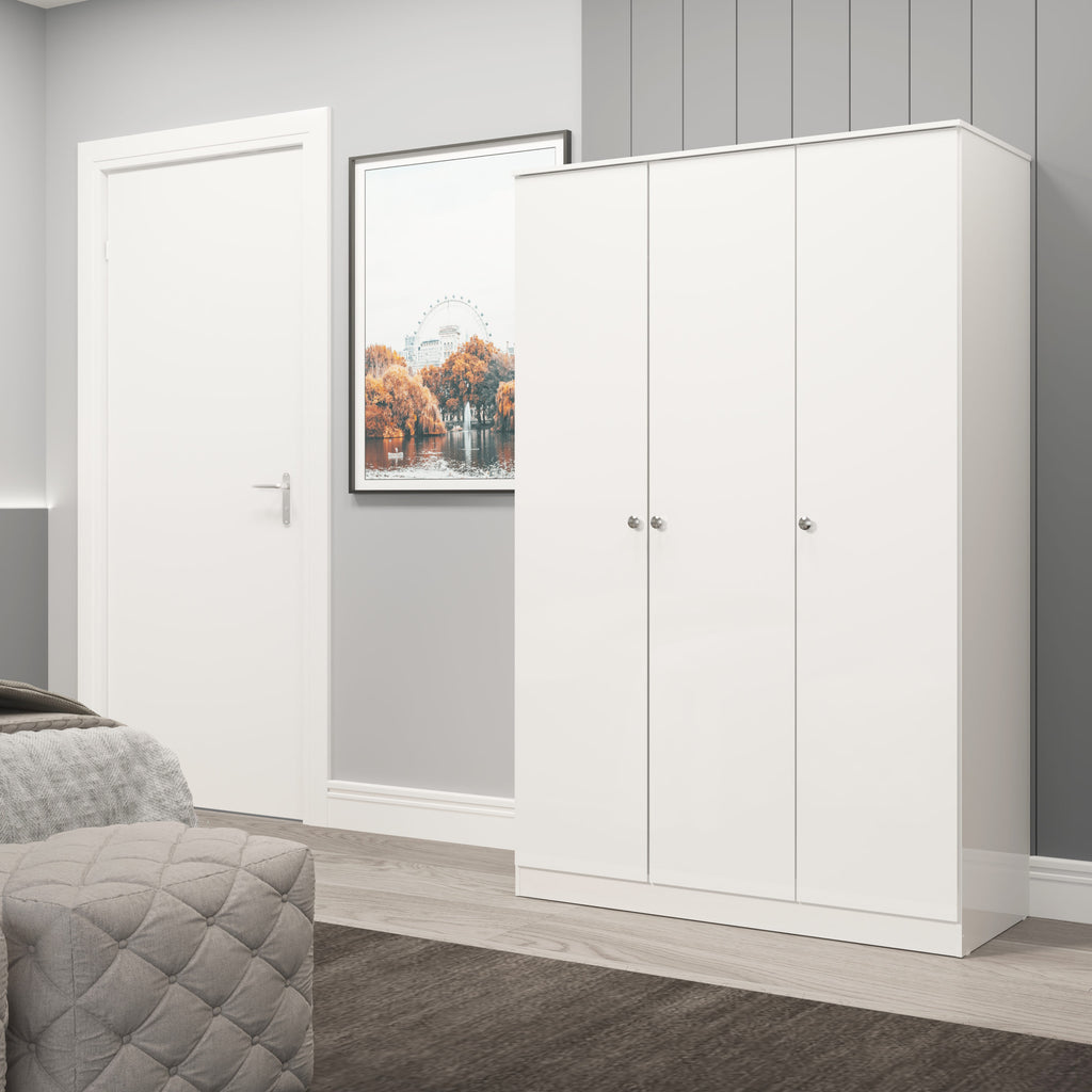 Denver 3 Door Wardrobe - White Gloss