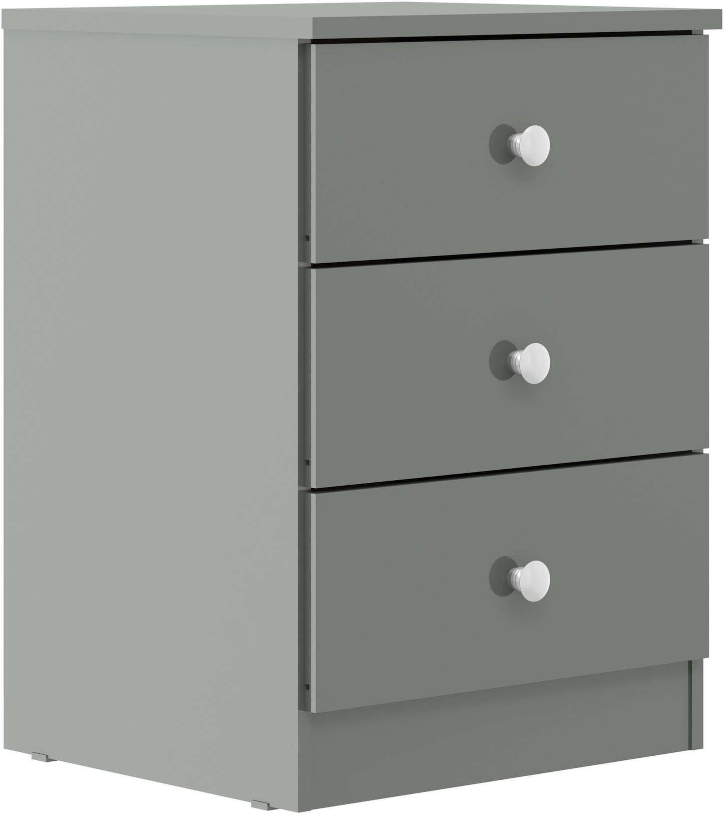 Denver 3 Drawer Bedside - Grey Gloss
