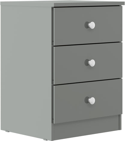 Denver 3 Drawer Bedside - Grey Gloss