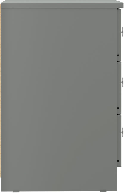 Denver 3 Drawer Bedside - Grey Gloss