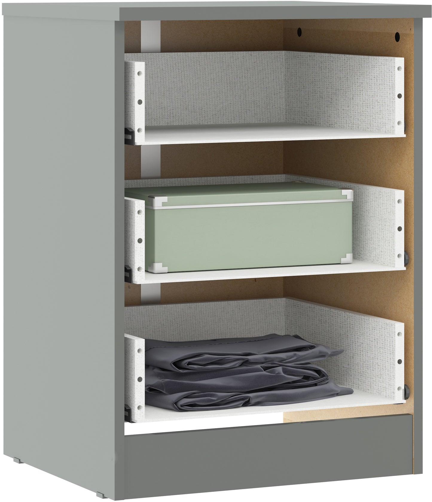 Denver 3 Drawer Bedside - Grey Gloss