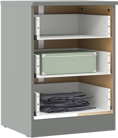 Denver 3 Drawer Bedside - Grey Gloss