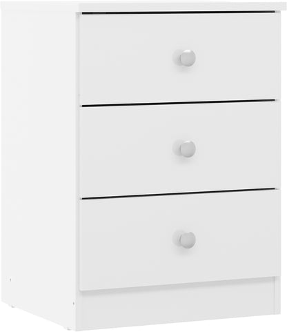 Denver 3 Drawer Bedside - White Gloss