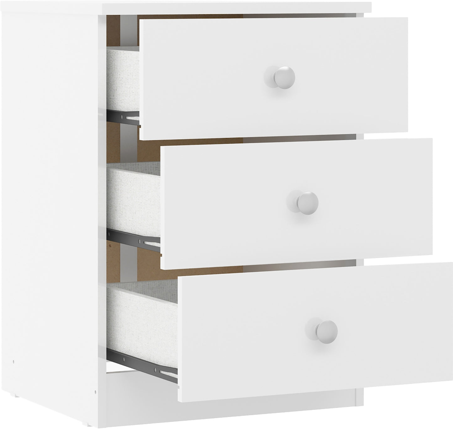 Denver 3 Drawer Bedside - White Gloss