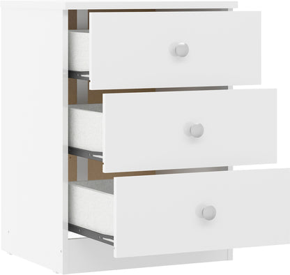 Denver 3 Drawer Bedside - White Gloss