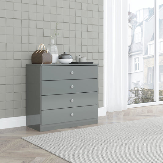 Denver 4 Drawer Chest - Grey Gloss