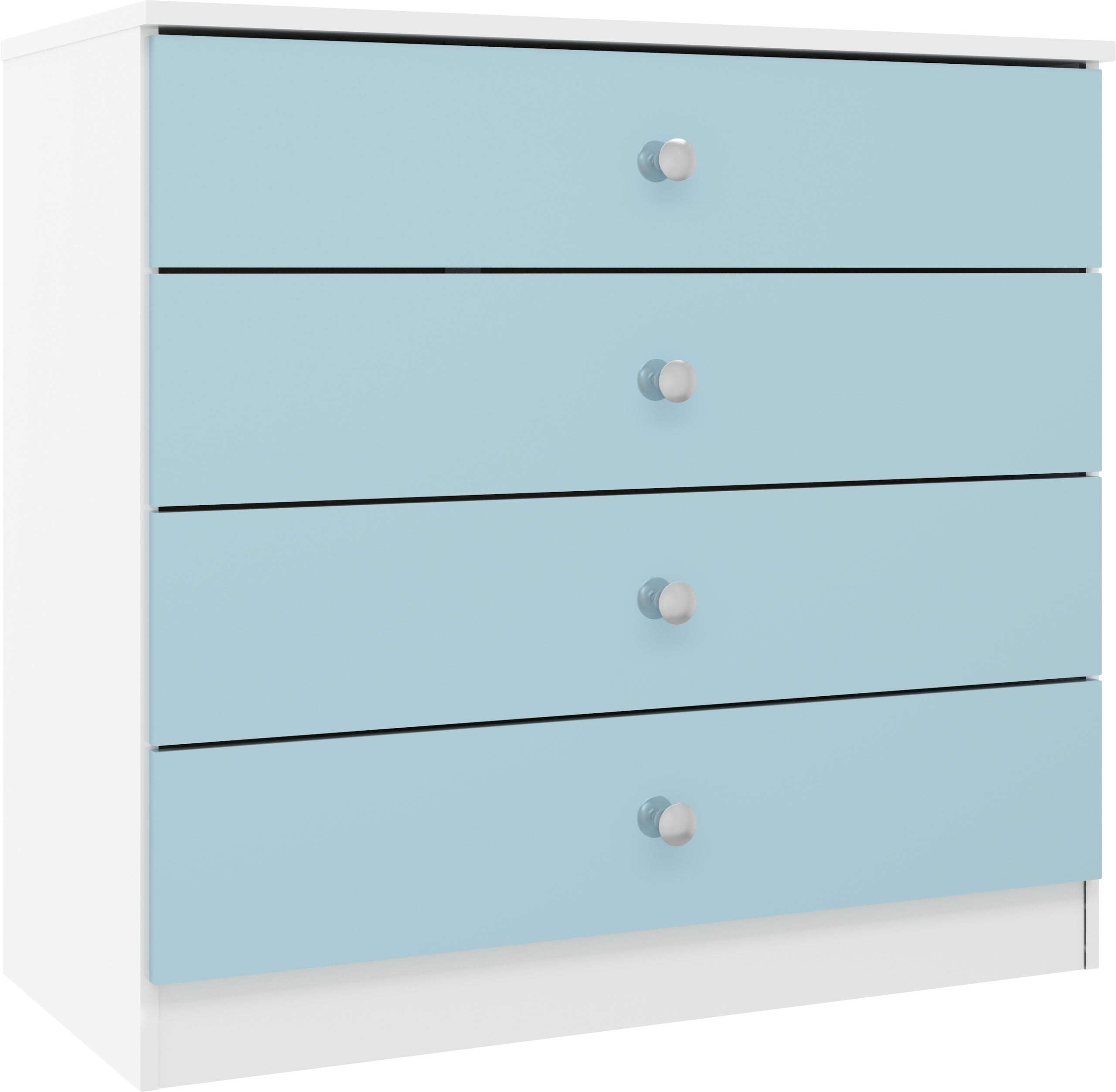 Denver 4 Drawer Chest - White/Blue Gloss