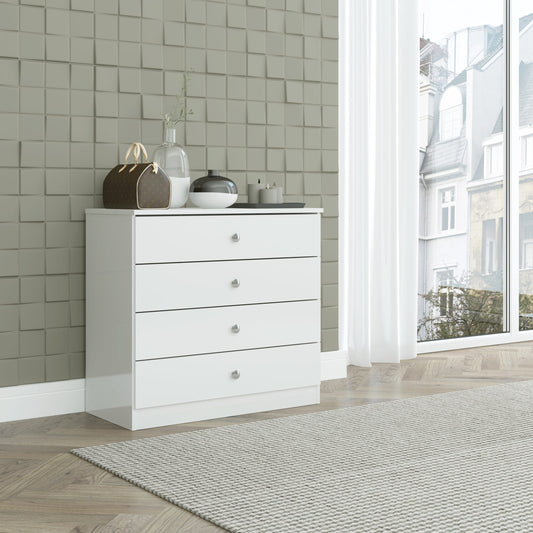 Denver 4 Drawer Chest - White Gloss