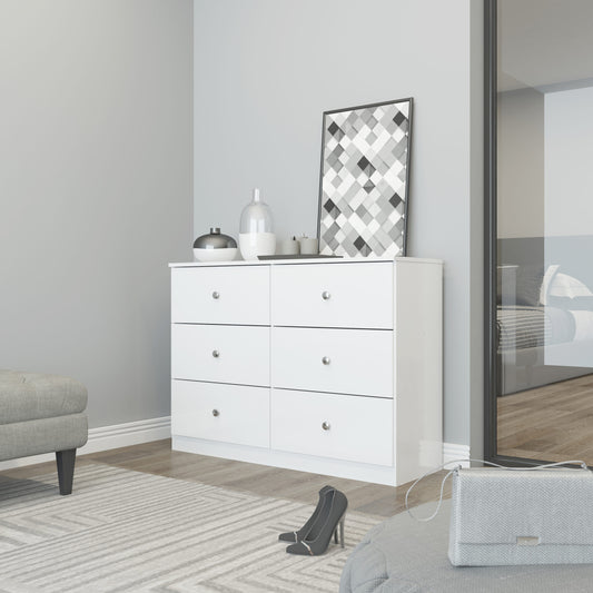 Denver 6 Drawer Chest - White Gloss