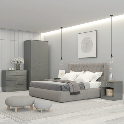 Denver 1 Drawer Bedside - Grey Gloss