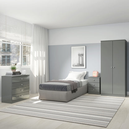 Denver 2 Door Wardrobe - Grey Gloss