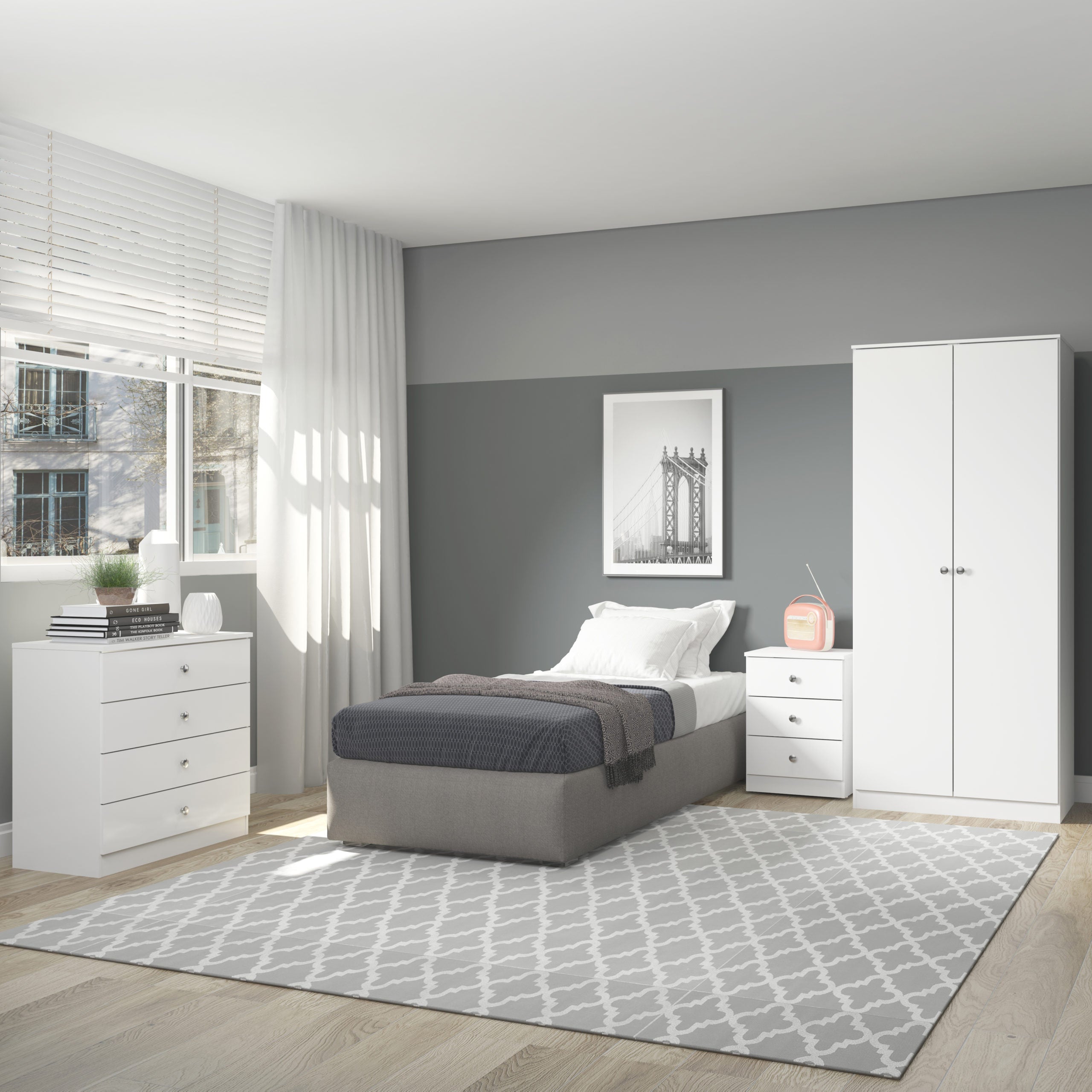 Denver 2 Door Wardrobe - White Gloss