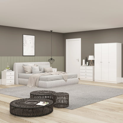 Denver 3 Drawer Bedside - White Gloss